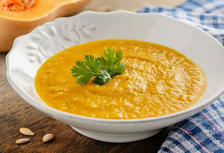 Pumpkin Pore Soup is a healthy and easy first course for gout. 